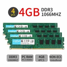 16GB 4x4GB 2GB DDR3 PC3-8500U 1066MHz CL7 DIMM Desktop Memory RAM Crucial LOT BT