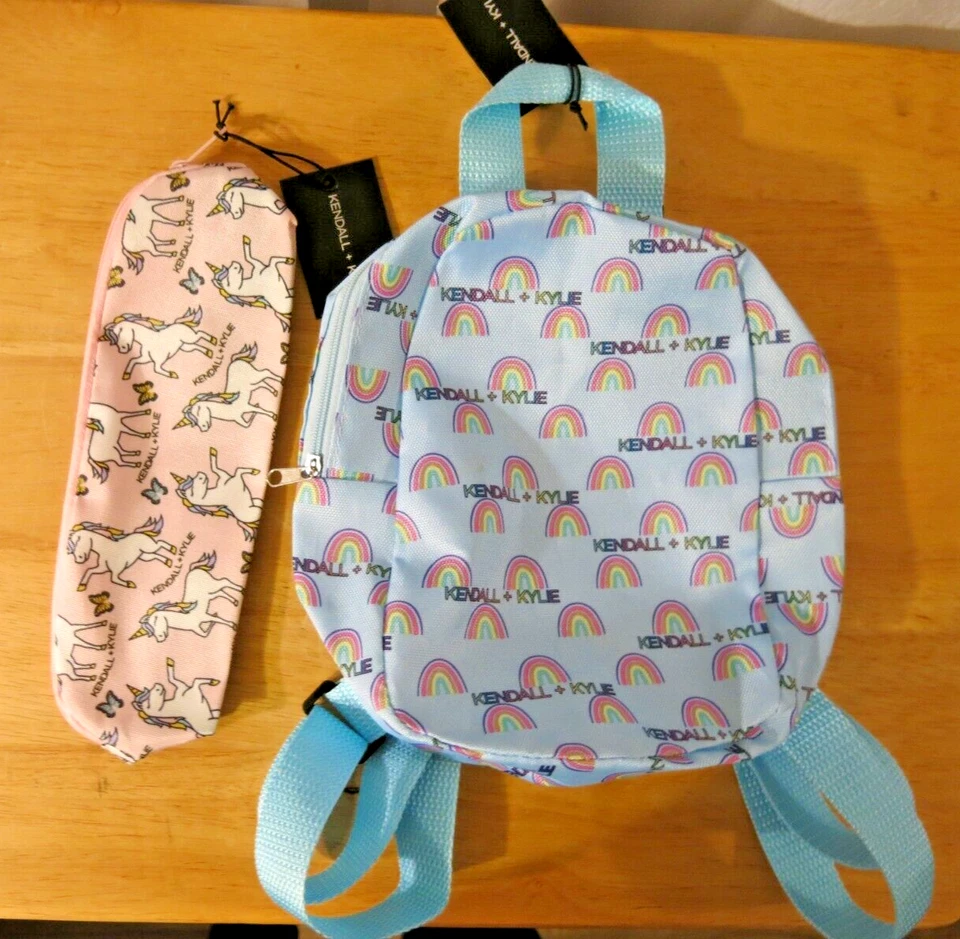 KENDALL & KYLIE Lot Mini Backpack and Makeup Bag Rainbow Unicorn Print