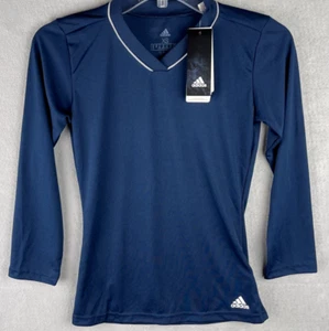 Adidas Womens Club 3/4 Sleeve Conavy Blnaco V Neck T Shirt Size XS Dark Blue New - Picture 1 of 12