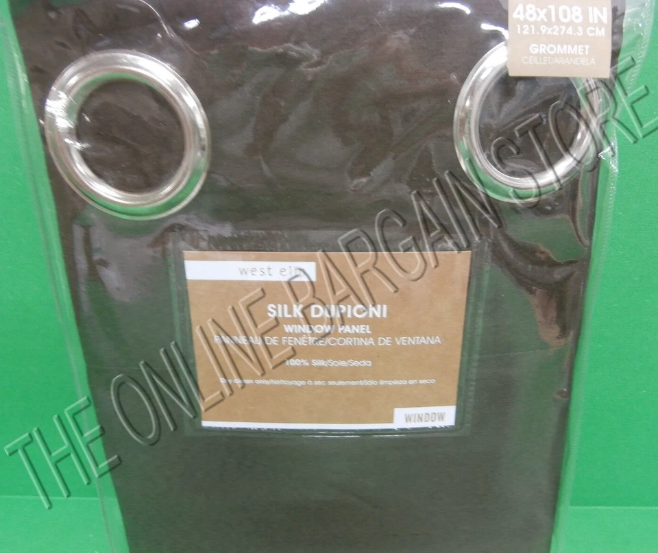 Pottery Barn West Elm Silk Dupioni Grommet Drapes Panel Curtains Espresso 48x108 - Image 1 of 1
