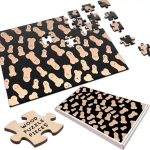 Penis schwarzer Hintergrund unhöflich lustig Geschenk individuell personalisiert Holzpuzzle - Bild 1 von 11