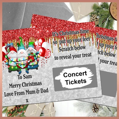 1 Personalised CHRISTMAS GNOME IOU Scratch Card Surprise Reveal Gift Voucher
