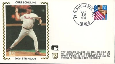 Curt Schilling 300th Strikeout Z Silk Cachet FDC - Image 1 of 2