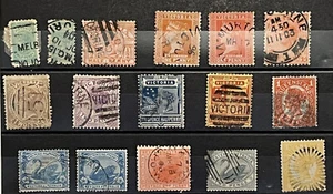 EARLY WESTERN AUSTRALIA QUEENSLAND AND VICTORIA STAMP LOT SON CANCELS SWANS - Picture 1 of 7