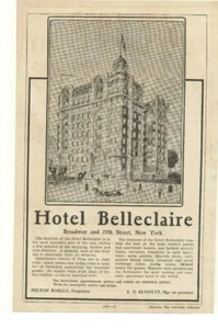 1903 Hotel Belleclaire Advertisement New York - Picture 1 of 1