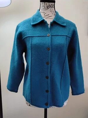 Cárdigan Laura Scott azul azulado 100 % lana abotonada talla mediana pequeña Australia... Foto 1 de 4