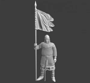 Northern Crusades Miniatures Medieval Guard w Banner 28 32 35 40 50 54mm 3D - Bild 1 von 6