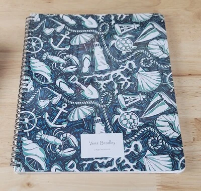 NUEVO CON ETIQUETAS Vera Bradley CUADERNO GRANDE en costa suficiente 160 páginas con reglas universitarias con bolsillo Foto 1 de 2