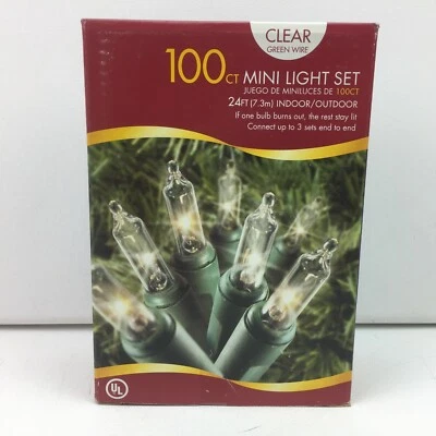 Holiday Time 100 Count 24 Ft. Clear Green Wire Mini Light Set Christmas  - Image 1 of 4