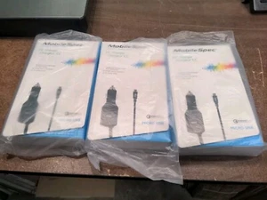 (3) 8' Coiled Cable MICRO USB Car Charger MBS03402 Mobile Spec QuickCharge 3.0 - Picture 1 of 8