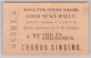 Moulton Opera House Laconia NH Sermon Word to Workingmen Chorus Advertising Card - Picture 1 of 2