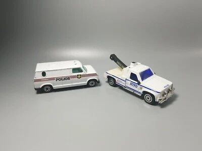 Yatming Realtoy White Cop Set NYPD Rescue Tow Wrecker & 911 Police Van Junk Lot - Image 1 of 4