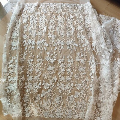 Abend Kleid Röcke Kostüm Spitze Tüll Blumen Stickerei Kleid Hochzeit Stoff - Bild 1 von 4