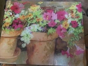 2003 - Judy Buswell - Petunia - Flowers - Pots - Tempered Glass - Counter Saver - Picture 1 of 4