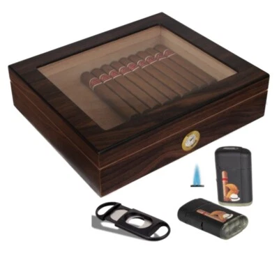 Humidorset Wood-Editon Sichtfenster Polymerbefeuchter  - Bild 1 von 2