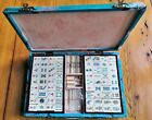 Vintage bone and bamboo mahjong set in silk case