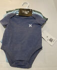 Nwt Hurley 3 Piece Bodysuit Set 3M Blue Green Sr$30 Baby
