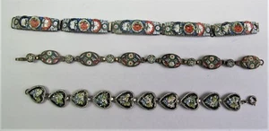 Fine Set of 3 Antique ITALIAN MICROMOSAIC Jewelry Bracelets, circa 1920s - Picture 1 of 9