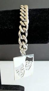 Chunky Sperry Stainless Steel Chain Link Bracelet w/ Comedy Tragedy Mask Charm - Foto 1 di 7
