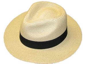 Mens Ladies Fedora Crushable Straw Hat Panama Style Sun Summer Hat - Picture 1 of 3
