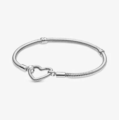 Pulsera Cadena Serpiente Cierre Corazón Plata de Ley 16cm ABIERTA NUNCA USADA Foto 1 de 4