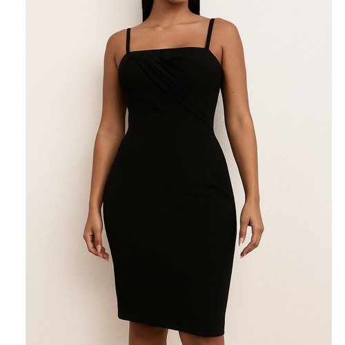 Abito da cocktail Moschino nero increspato donna 4 vintage economico e chic Y2K nuovo