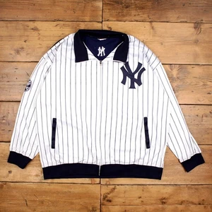 Vintage Majestic Bomber Jacket XL MLB New York Yankees Striped White - Picture 1 of 7