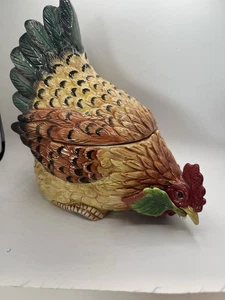 Fitz and & Floyd Hen Chicken Cookie Jar Cottage Core Small Chip See Photo - Picture 1 of 7