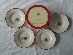 Pottery Barn Kids REINDEER And Tree 4 Holiday 7" Dessert Plates -NIB - Picture 1 of 7