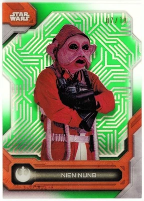 2024 Topps Star Wars High Tek 74 Nien Nunb 07/10 Green Diffractor Imperial Walls - Image 1 of 2