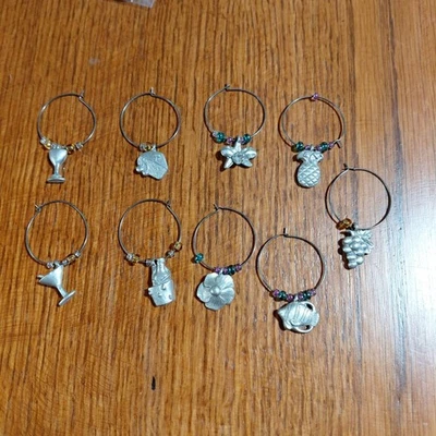 Set of 9 Sterling silver wine charms - Image 1 of 4