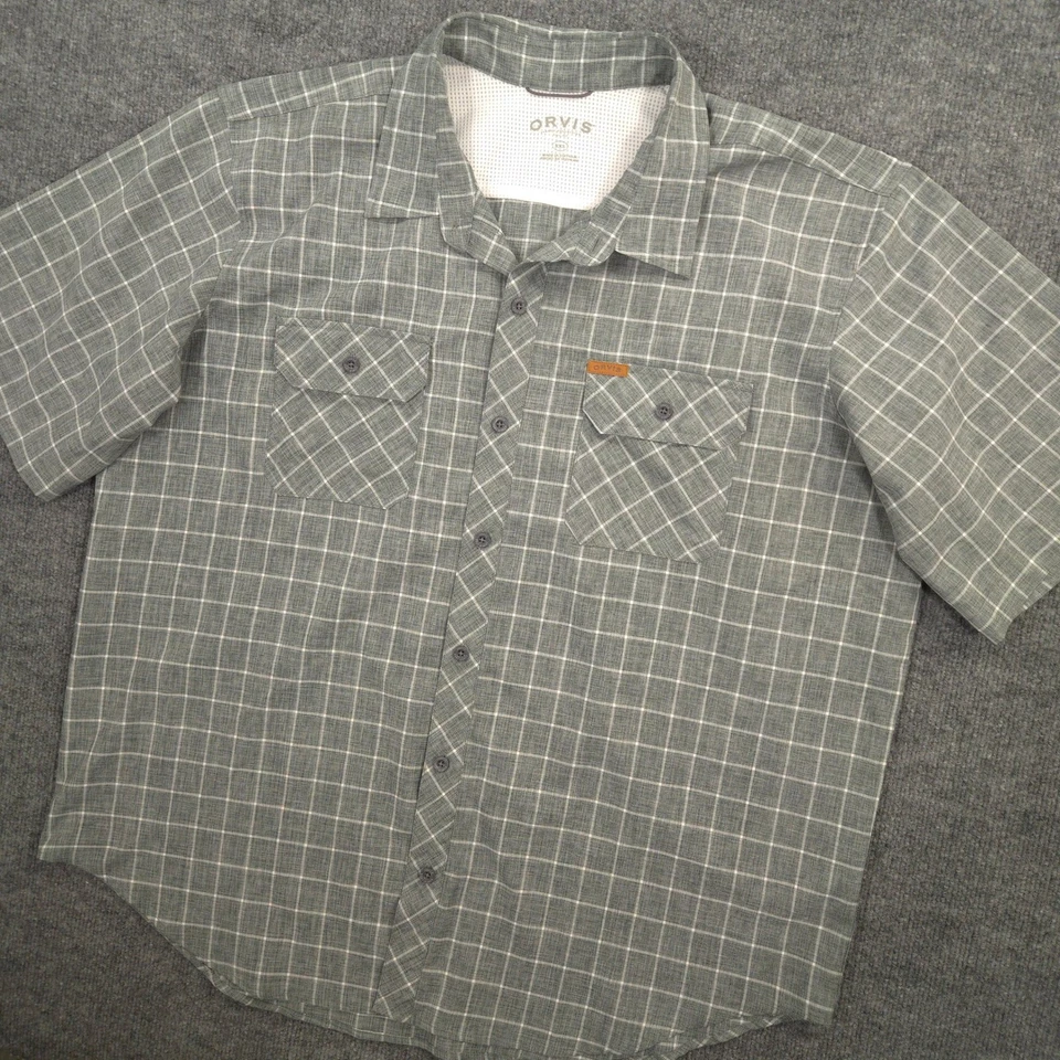 Orvis Tech Shirt Mens XXL Green Heather Check Outdoor Performance Hiking Fishing - Image 1 of 4
