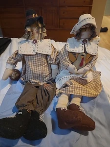 2 Stück Thanksgiving Pilger Stoffpuppen Thanksgiving 21 Zoll Regal Sitter - Bild 1 von 4