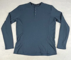KUHL Long Sleeve Henley Thermal Shirt Mens Large Ribbed Blue - Picture 1 of 9
