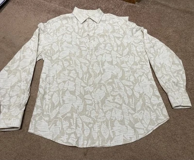 Bugatchi Shirt Men’s Designer L Shaped Fit Long Sleeve Linen Button Italian - Image 1 of 4