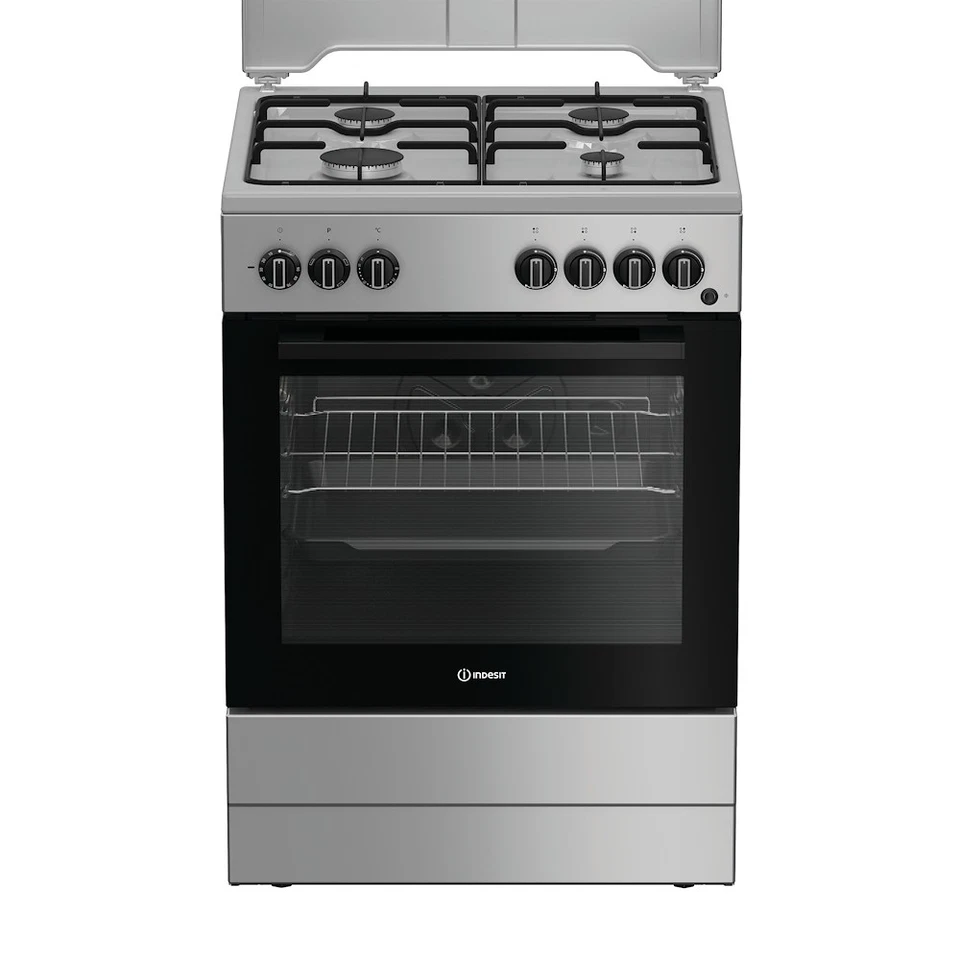 Indesit Cucine a Gas I6G3PMS CUCINA 60CM 4F/GAS F.ELETT. VALV.SIC. GRILL SILVER