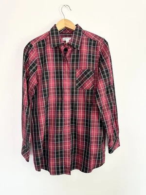 Blusa túnica a cuadros escoceses Orvis para mujer roja con botones 100 % algodón talla 8 Foto 1 de 4