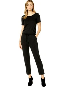 Alternative Apparel Womens NWT Short Sleeve Drawstring Waist Jumpsuit Black XL - Picture 1 of 4