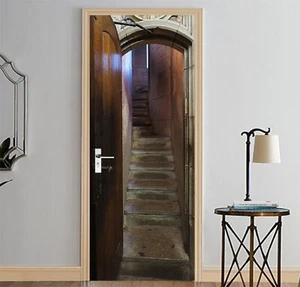 Pegatinas de pared para puertas 3D escaleras estrechas I8731 murales impresión de pared decoración Erin 2023 - Imagen 1 de 11
