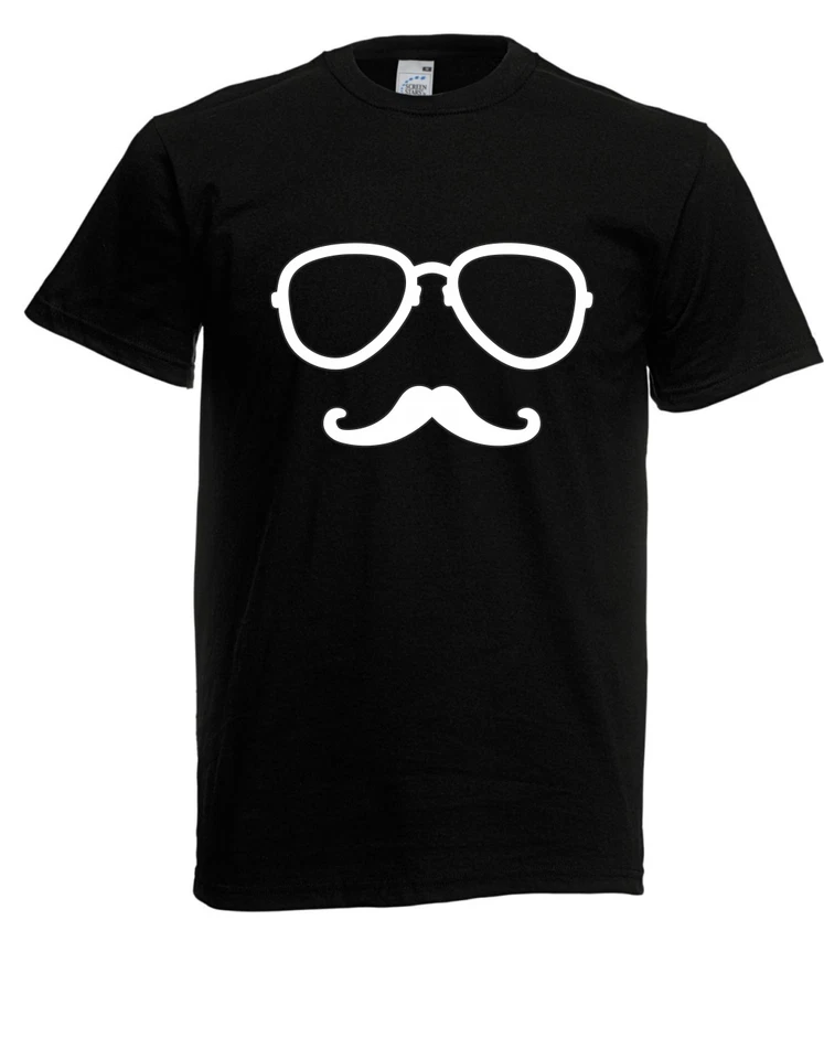 mens t shirt l nerd mustache l size up to 5xl - Image 1 of 1