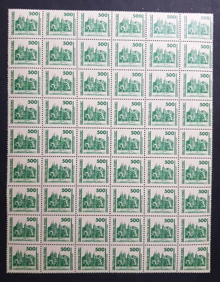 East Germany: Tourist Sights; 500pf Schwerin Castle; reproduction sheet - Image 1 of 3