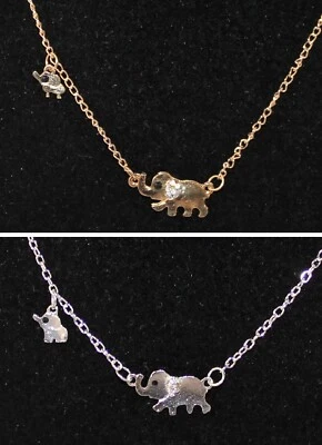 Kette Damen Halskette Elefanten Familie Strass NEU - Bild 1 von 3