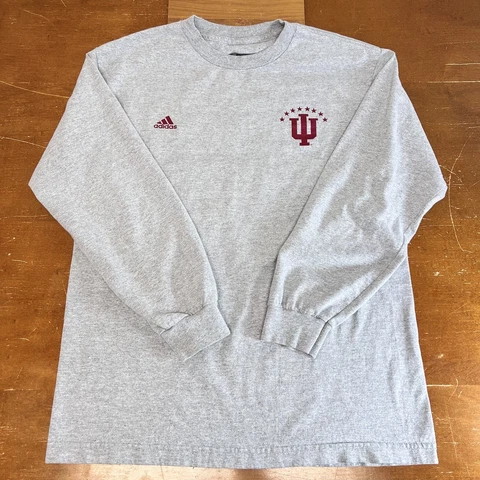 Indiana Hoosiers Shirt Mens Medium Gray Long Sleeve Adidas Cover