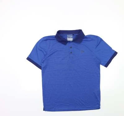 Polo masculino Dunlop listrado azul mistura de algodão tamanho P colarinho - Imagem 1 de 4