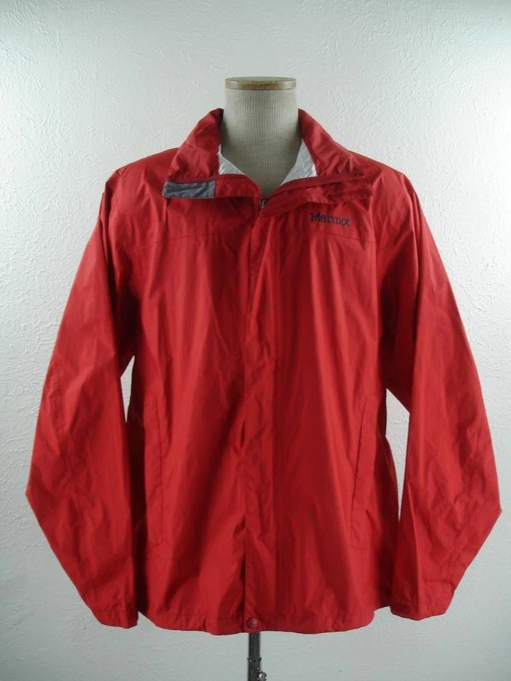 Men's XL Marmot PreCip Eco Rain Shell Jacket Hooded Parka Waterproof Shell Red - Image 1 of 4