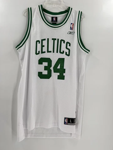 Reebok NBA Boston Celtics Paul Pierce 34 White Swingman Jersey Mens Large+2 Sewn Cover