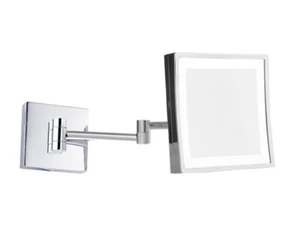 Kartners KCM-SQ-8LD Square 8" Mirror with LED Light & Swinging Arm in CHROME New - Picture 1 of 5