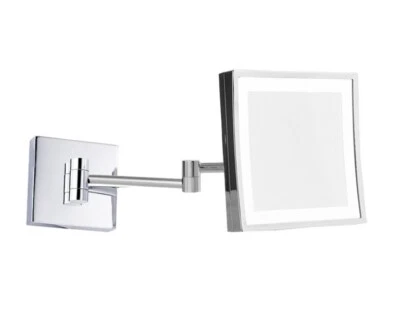 Kartners KCM-SQ-8LD Square 8" Mirror with LED Light & Swinging Arm in CHROME New - Image 1 of 4