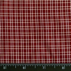 Burgundy/White Tissue Taffeta Checks 100% Silk Fabric 44" W By The Yard, SD-692J - Picture 1 of 4