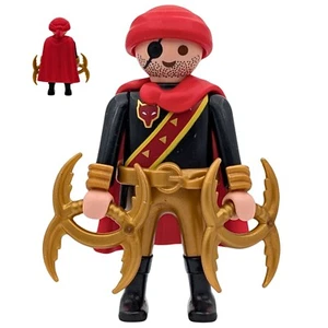 Playmobil Red/Gold Warrior Figure 2 Weapons Medieval Loose - Picture 1 of 1